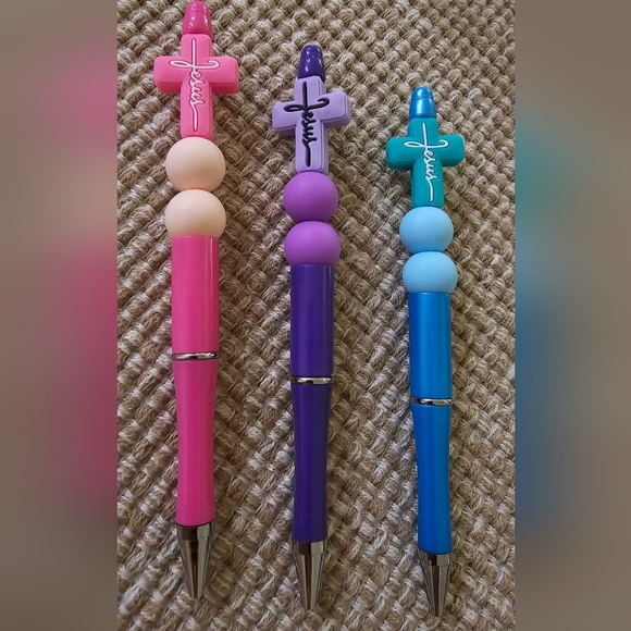 Cross Jesus Pen Set of Three Black Ink New in package - Picture 2 of 2
